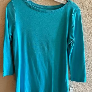 Talbots 3/4 Sleeve Turquoise Tee